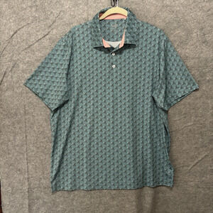 Puma Mattr Palms Golf Polo Mens Sz‎ XL Blue Green Lightweight Stretch